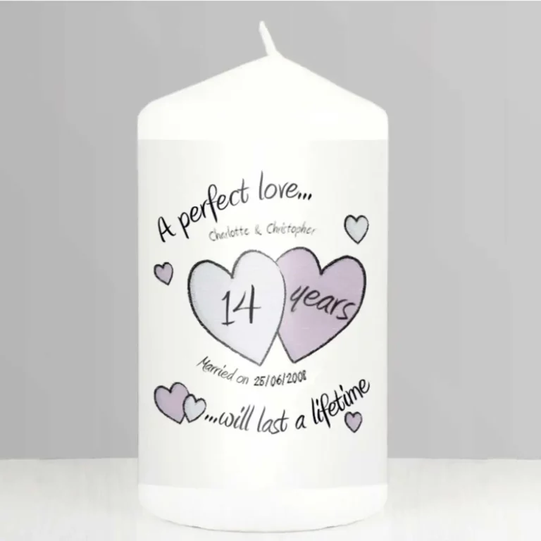 A Perfect Love 14th Anniversary Personalised Candle