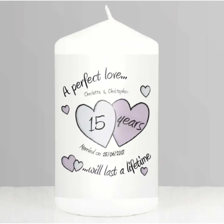 A Perfect Love 15th Anniversary Personalised Candle