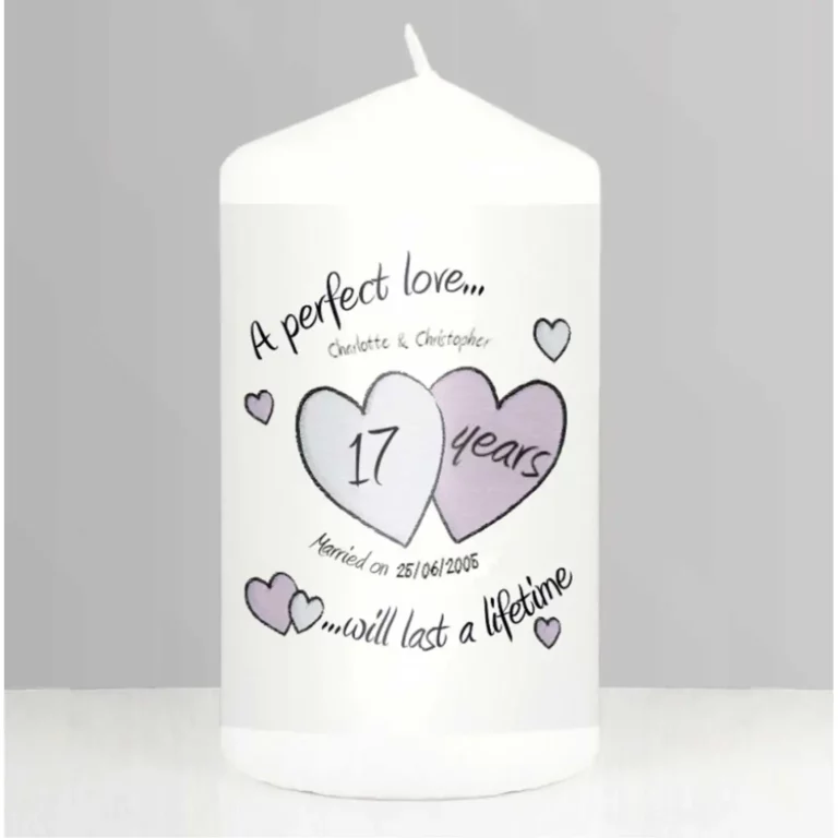 A Perfect Love 17th Anniversary Personalised Candle