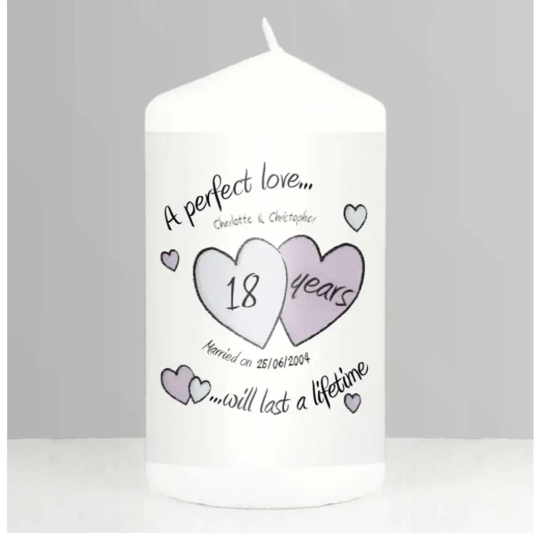 A Perfect Love 18th Anniversary Personalised Candle