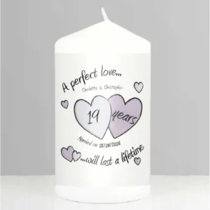 A Perfect Love 19th Anniversary Personalised Candle