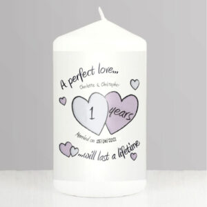 A Perfect Love 1st Anniversary Personalised Candle