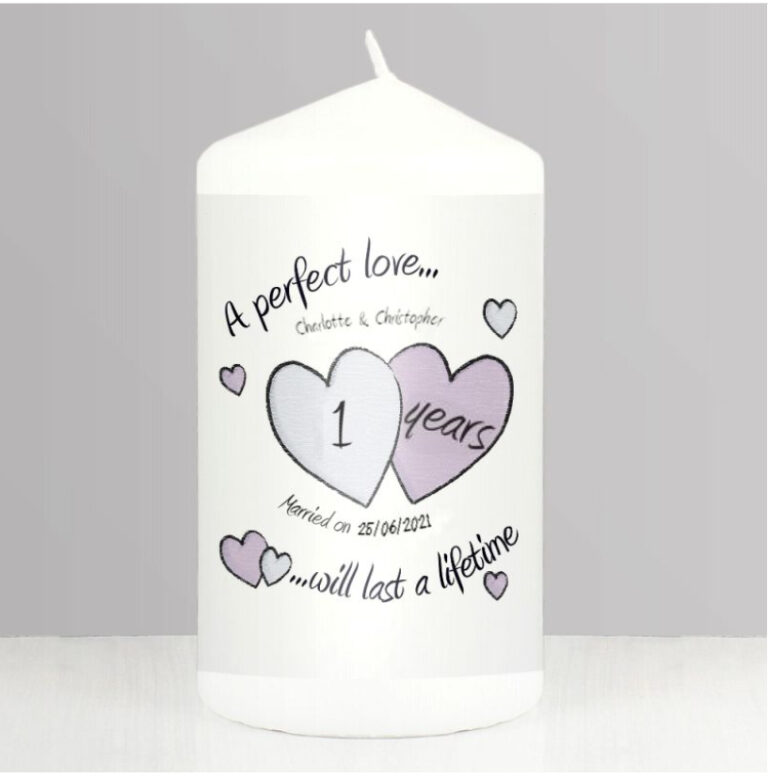 A Perfect Love 1st Anniversary Personalised Candle