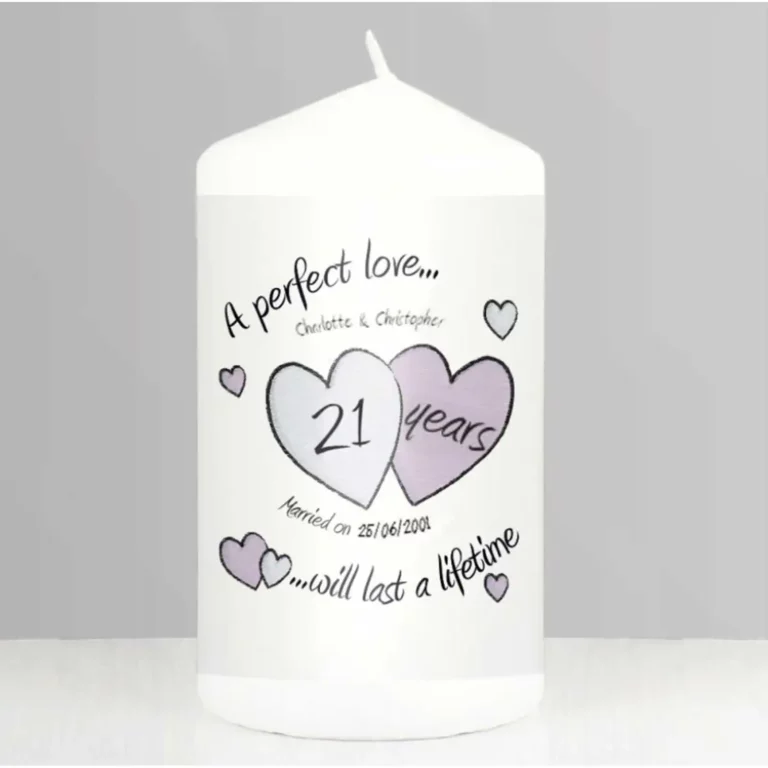 A Perfect Love 21st Anniversary Personalised Candle