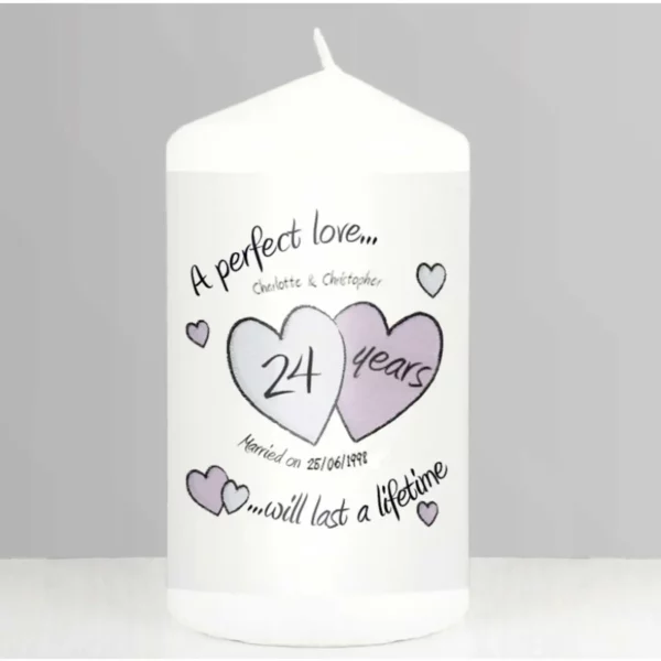 A Perfect Love 24th Anniversary Personalised Candle