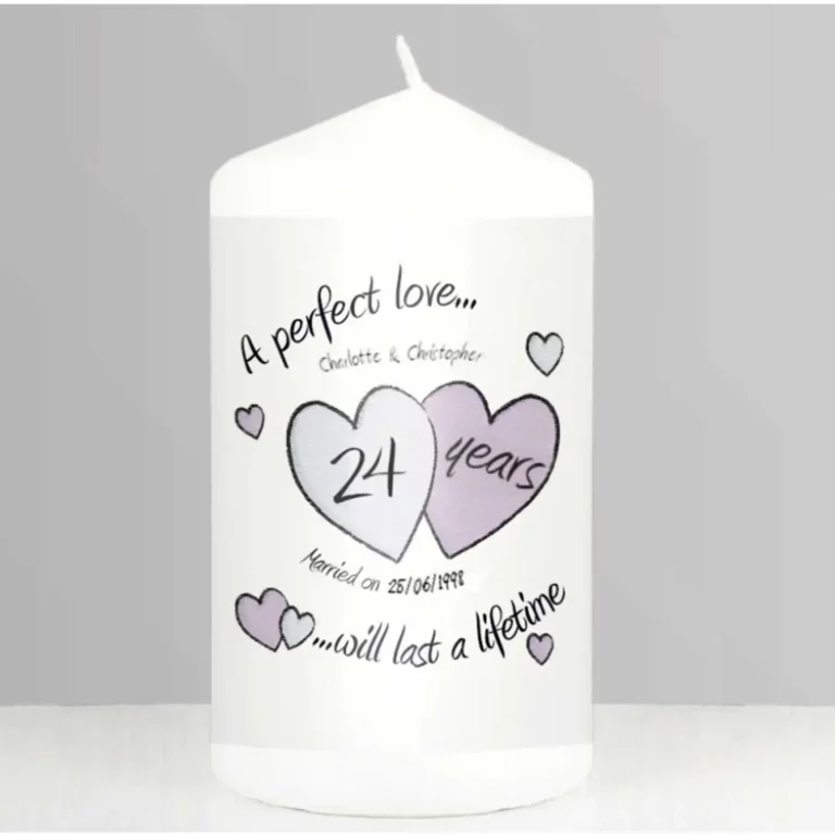 A Perfect Love 24th Anniversary Personalised Candle
