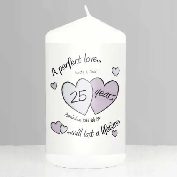A Perfect Love 25th Anniversary Personalised Candle