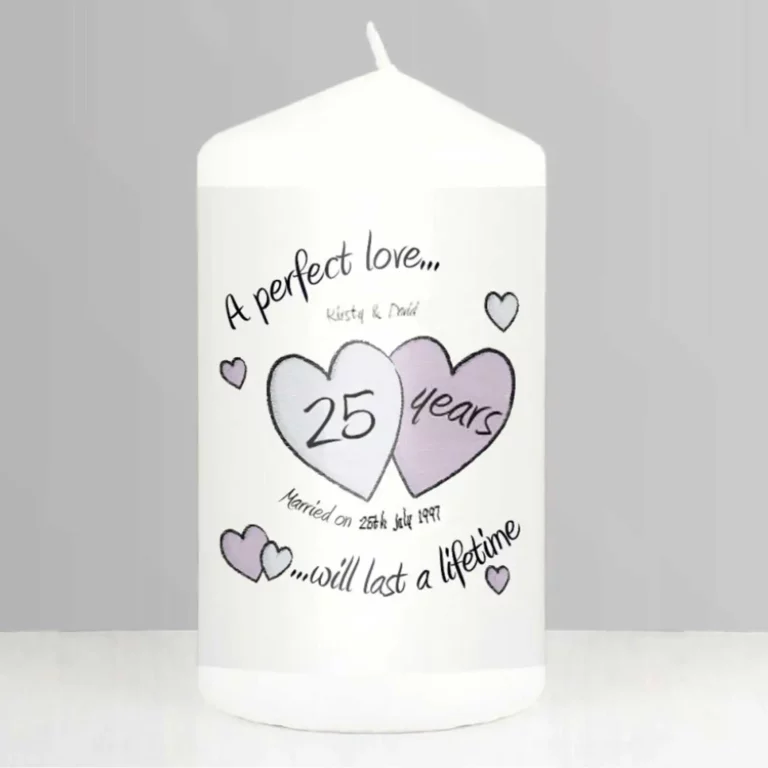 A Perfect Love 25th Anniversary Personalised Candle