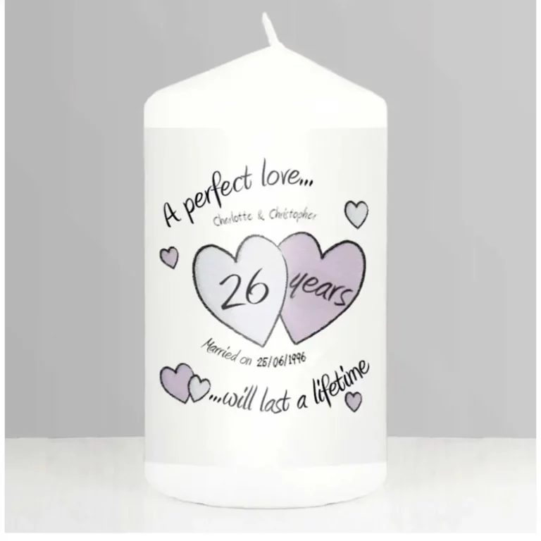 A Perfect Love 26th Anniversary Personalised Candle