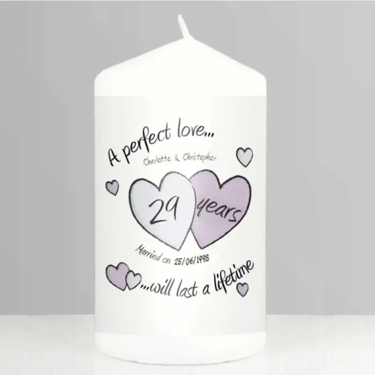 A Perfect Love 29th Anniversary Personalised Candle