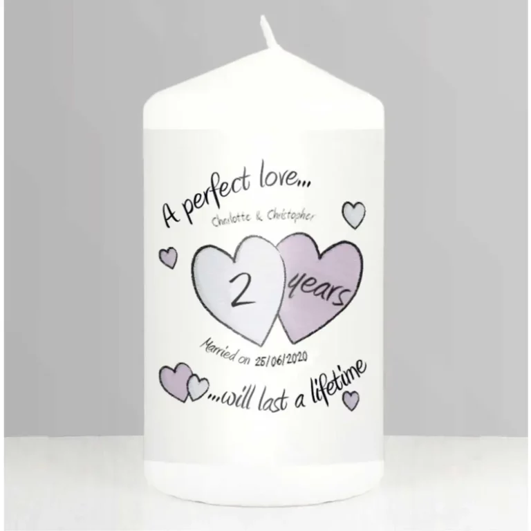 A Perfect Love 2nd Anniversary Personalised Candle