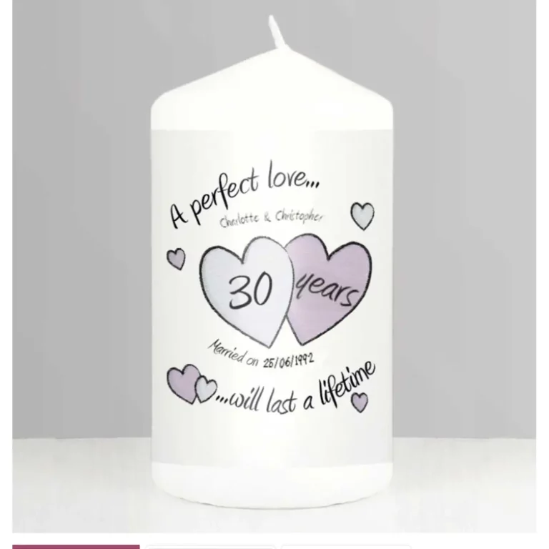 A Perfect Love 30th Anniversary Personalised Candle
