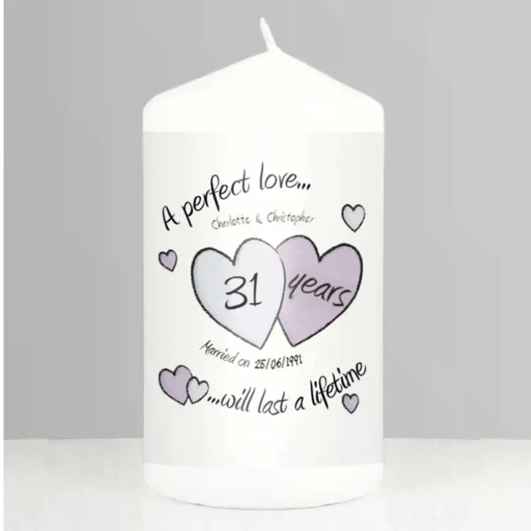 A Perfect Love 31st Anniversary Personalised Candle