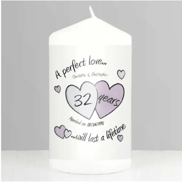 A Perfect Love 32nd Anniversary Personalised Candle