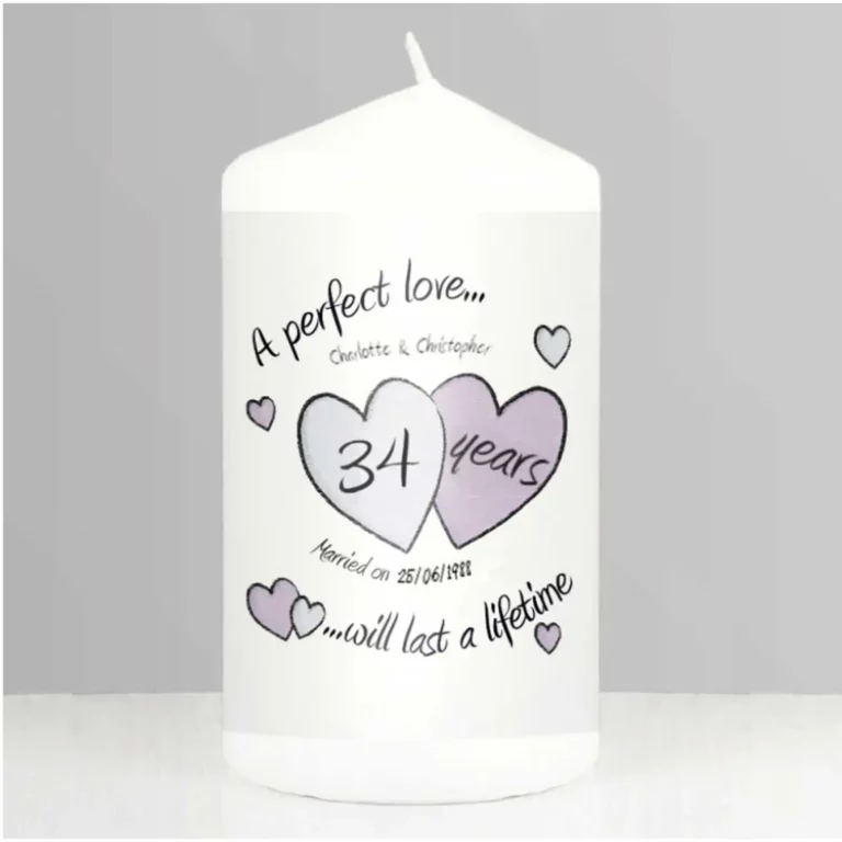 A Perfect Love 34th Anniversary Personalised Candle
