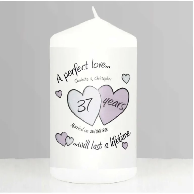 A Perfect Love 37th Anniversary Personalised Candle