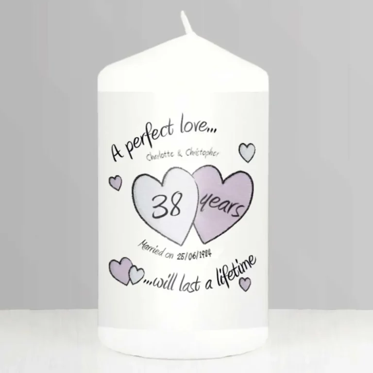A Perfect Love 38th Anniversary Personalised Candle