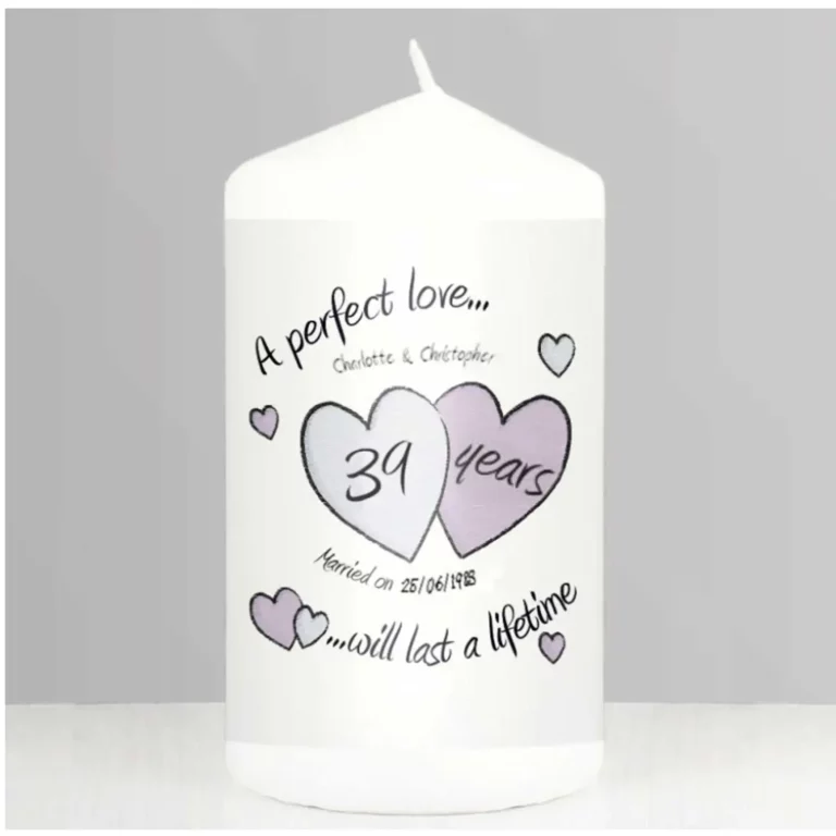 A Perfect Love 39th Anniversary Personalised Candle