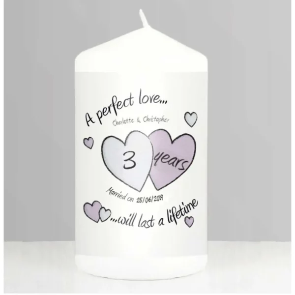 A Perfect Love 3rd Anniversary Personalised Candle