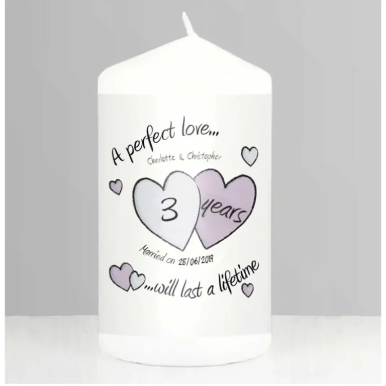 A Perfect Love 3rd Anniversary Personalised Candle