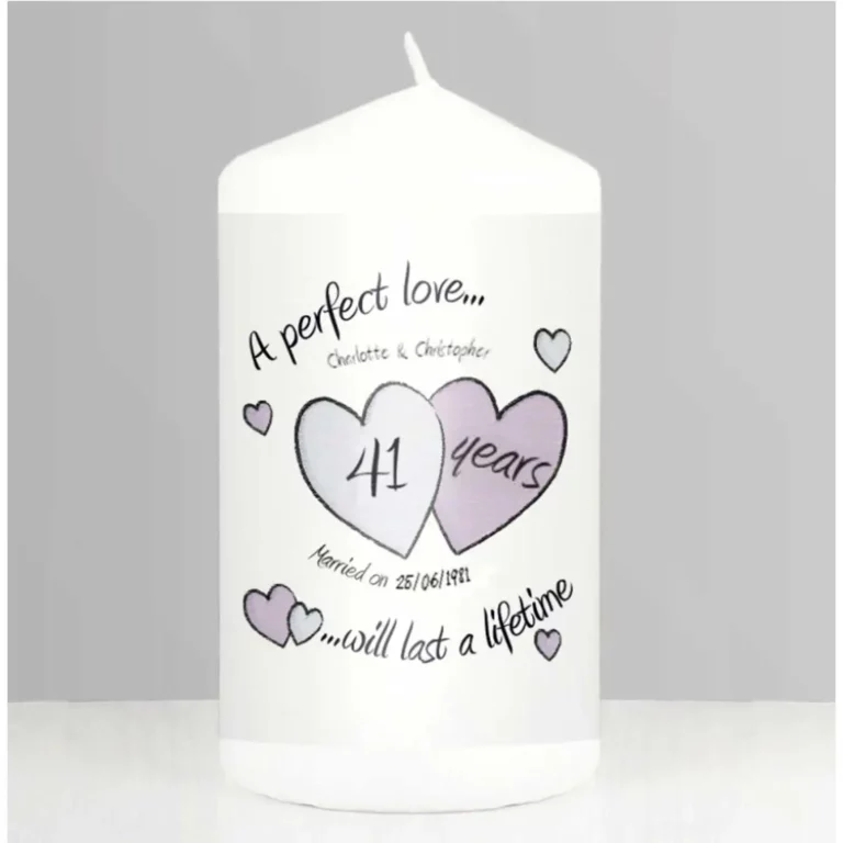A Perfect Love 41st Anniversary Personalised Candle