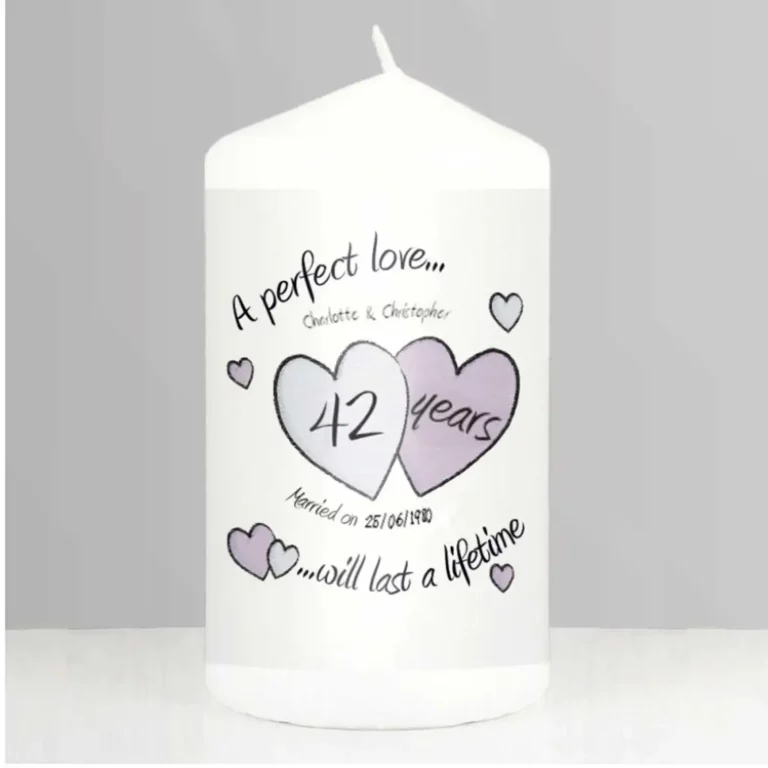 A Perfect Love 42nd Anniversary Personalised Candle