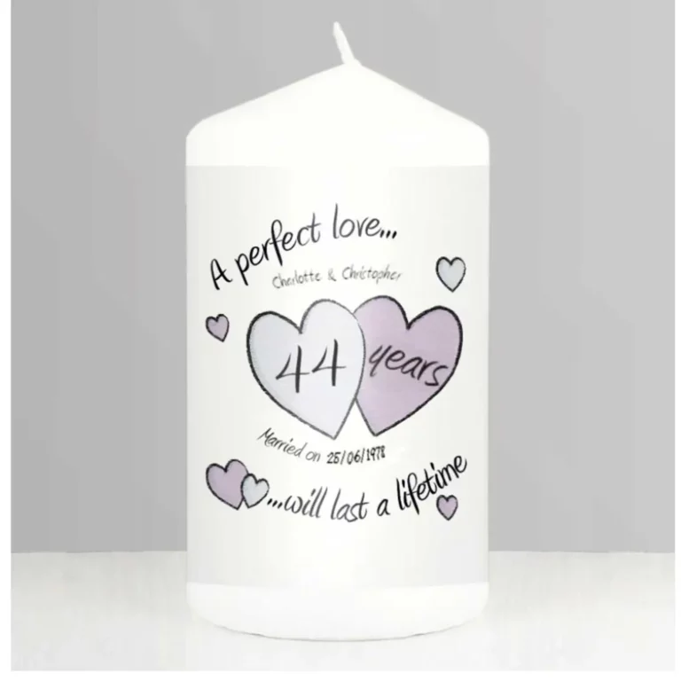 A Perfect Love 44th Anniversary Personalised Candle