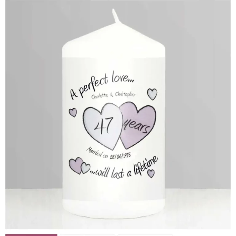 A Perfect Love 47th Anniversary Personalised Candle