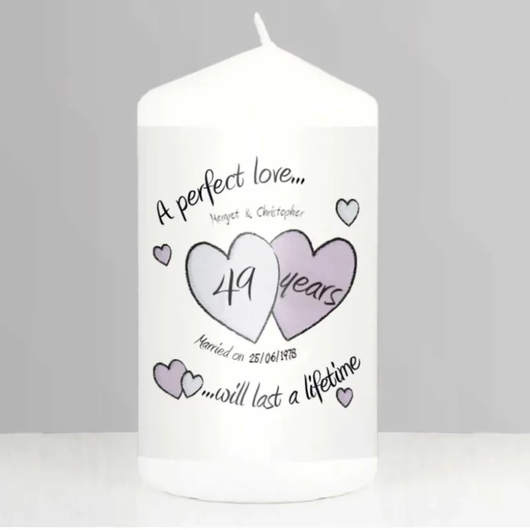 A Perfect Love 49th Anniversary Personalised Candle