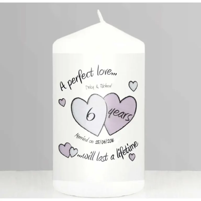 A Perfect Love 6th Anniversary Personalised Candle