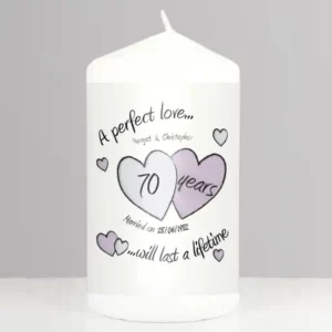 A Perfect Love 70th Anniversary Personalised Candle