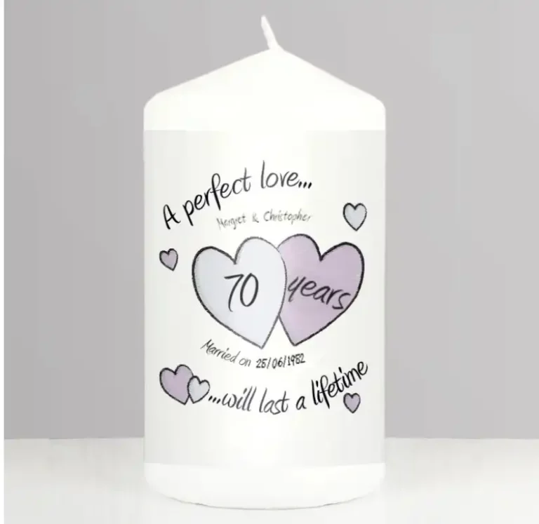 A Perfect Love 70th Anniversary Personalised Candle