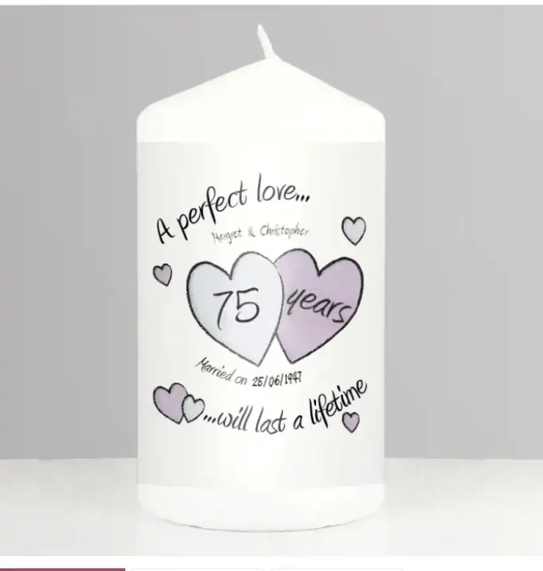 A Perfect Love 75th Anniversary Personalised Candle