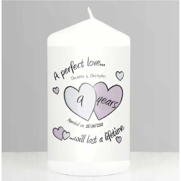 A Perfect Love 9th Anniversary Personalised Candle
