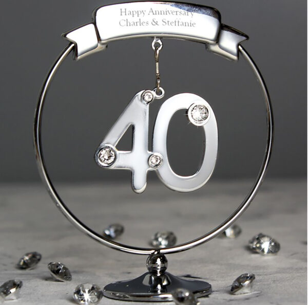 Personalised Crystocraft 40th Wedding Anniversary Celebration Ornament