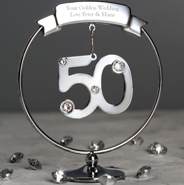 Personalised Crystocraft 50th Wedding Anniversary Ornament golden wedding
