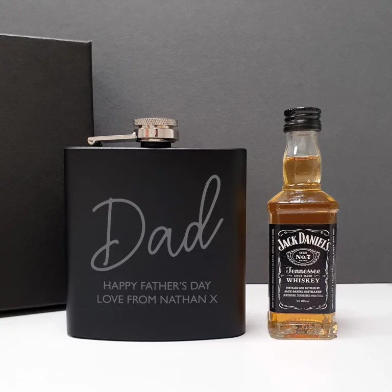 Personalised Hipflask and Whiskey Miniature Gift Set