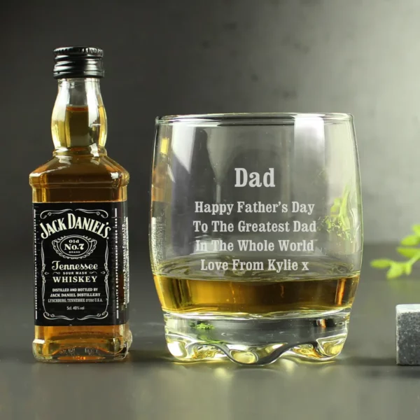 Personalised Whiskey Tumbler and Miniature Gift Set.