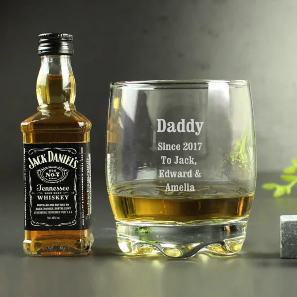 Personalised Whiskey Tumbler and Miniature Gift Set. - Image 3