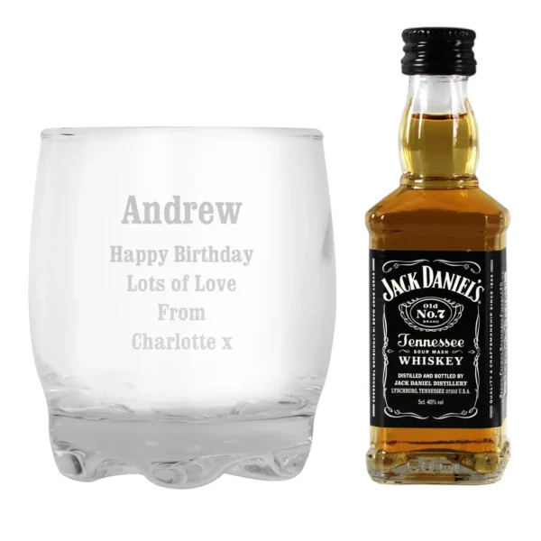 Personalised Whiskey Tumbler and Miniature Gift Set. - Image 4