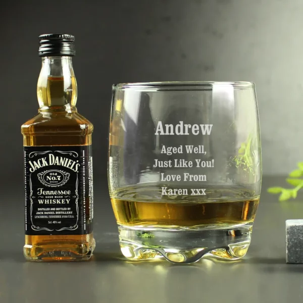 Personalised Whiskey Tumbler and Miniature Gift Set. - Image 5