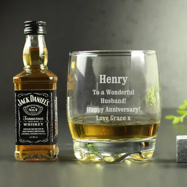 Personalised Whiskey Tumbler and Miniature Gift Set. - Image 6