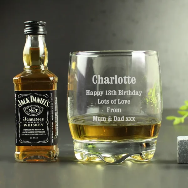 Personalised Whiskey Tumbler and Miniature Gift Set. - Image 7