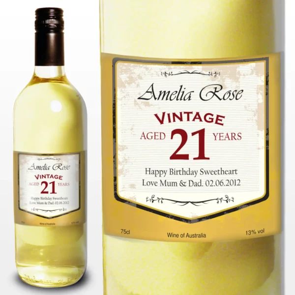 White Wine with Personalised Vintage Age Labelled - Image 2