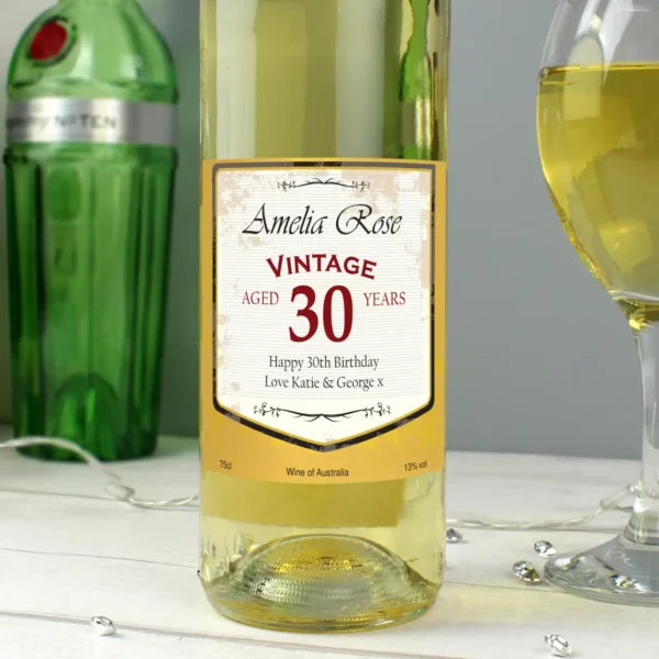 White Wine with Personalised Vintage Age Labelled - Image 3