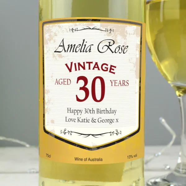 White Wine with Personalised Vintage Age Labelled - Image 4