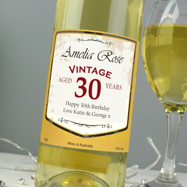 White Wine with Personalised Vintage Age Labelled - Image 5