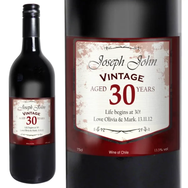 Red Wine with Personalised Vintage Age Label - Image 2