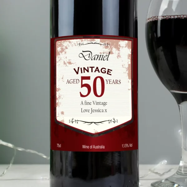 Red Wine with Personalised Vintage Age Label - Image 3