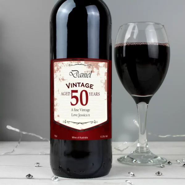 Red Wine with Personalised Vintage Age Label - Image 4